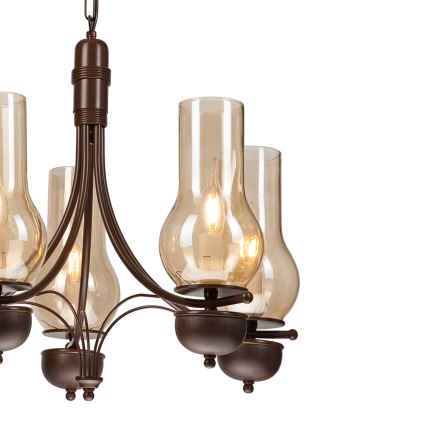 Brilagi - Lustra ar ķēdi COTTAGE 5xE14/40W/230V ozols/brūna