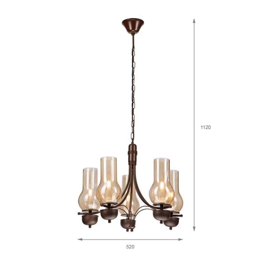 Brilagi - Lustra ar ķēdi COTTAGE 5xE14/40W/230V ozols/brūna