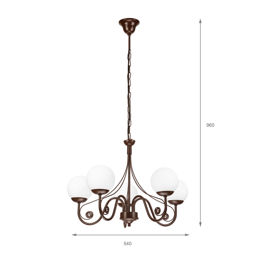Brilagi - Lustra ar ķēdi COTTAGE 5xG9/40W/230V brūna/balta