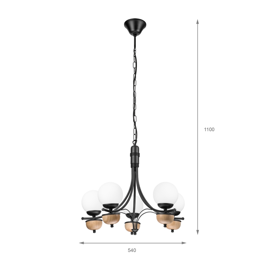 Brilagi - Lustra ar ķēdi COTTAGE 5xG9/40W/230V dižskābardis/balta