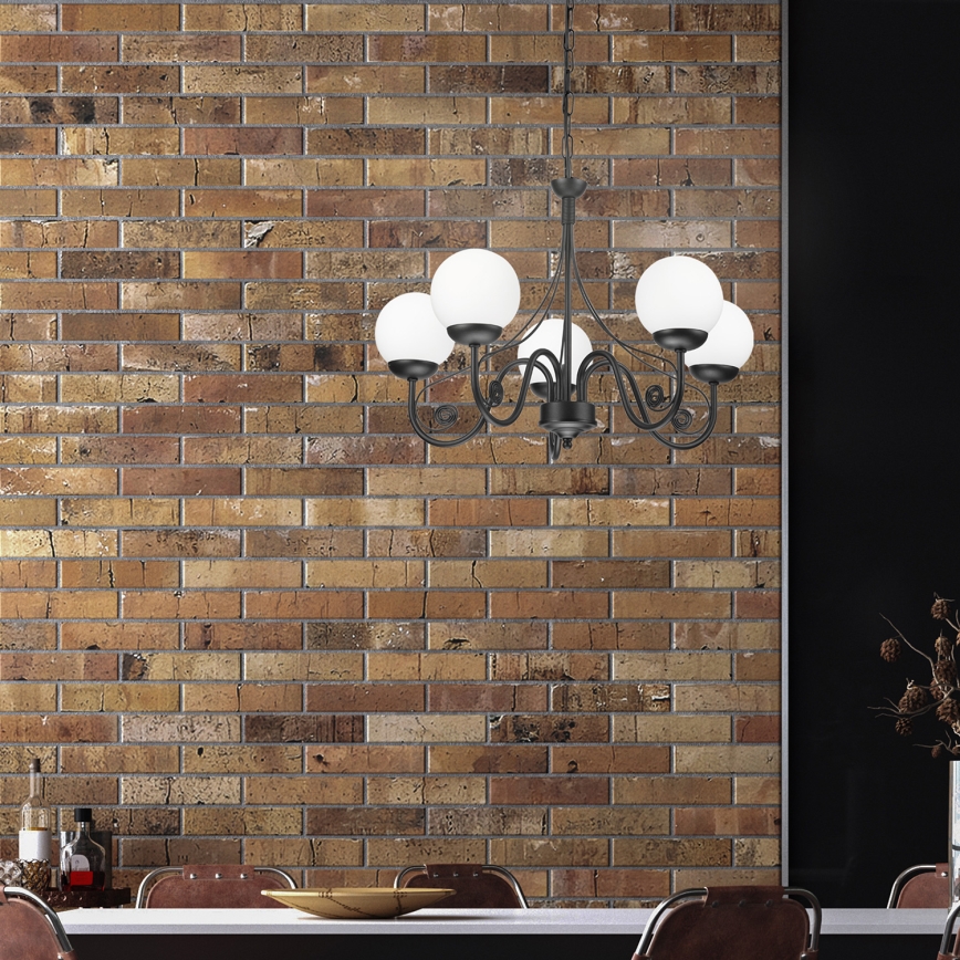Brilagi - Lustra ar ķēdi COTTAGE 5xG9/40W/230V melna/balta