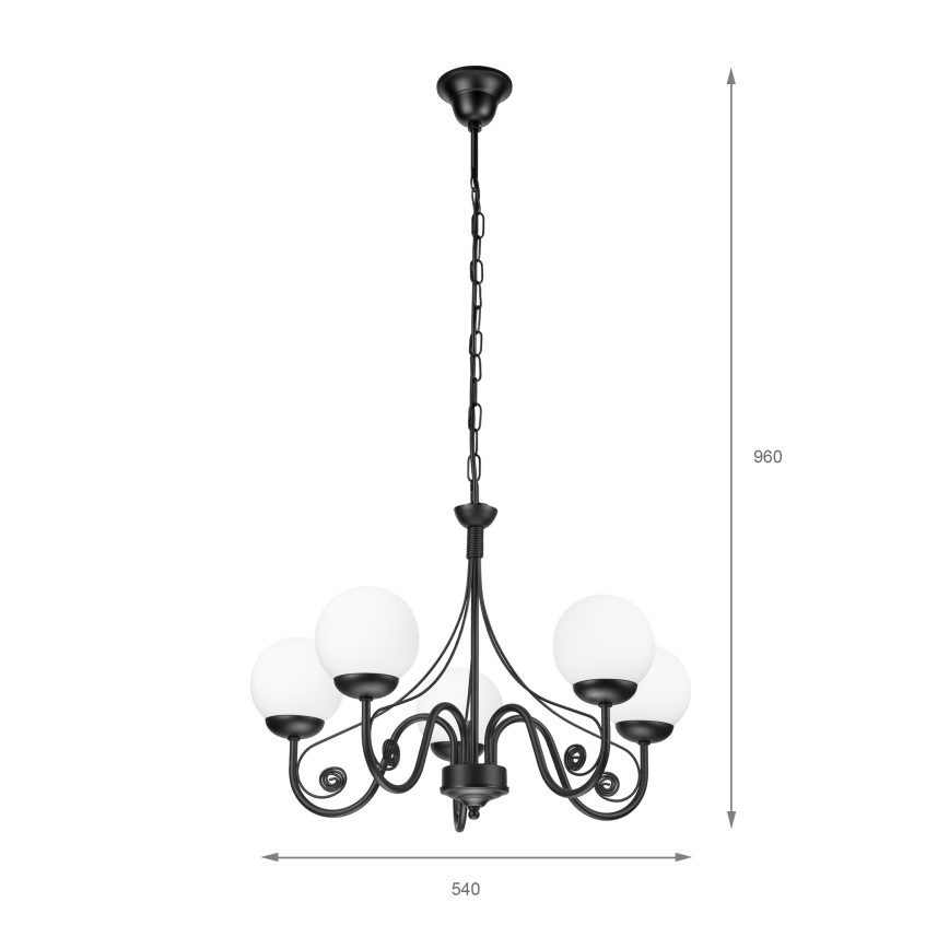 Brilagi - Lustra ar ķēdi COTTAGE 5xG9/40W/230V melna/balta