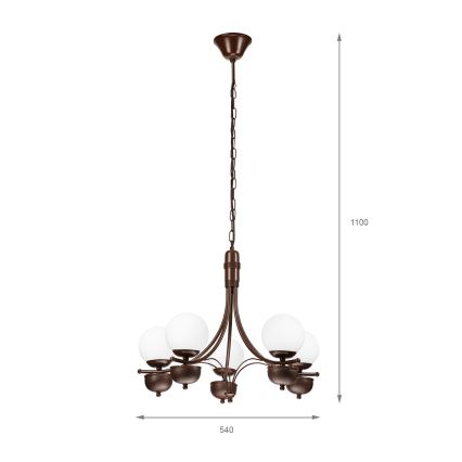 Brilagi - Lustra ar ķēdi COTTAGE 5xG9/40W/230V ozols/balta