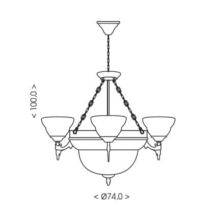 Brilagi - Lustra ar ķēdi DAHLIA 6xE27/40W/230V Ø 74 cm misiņš