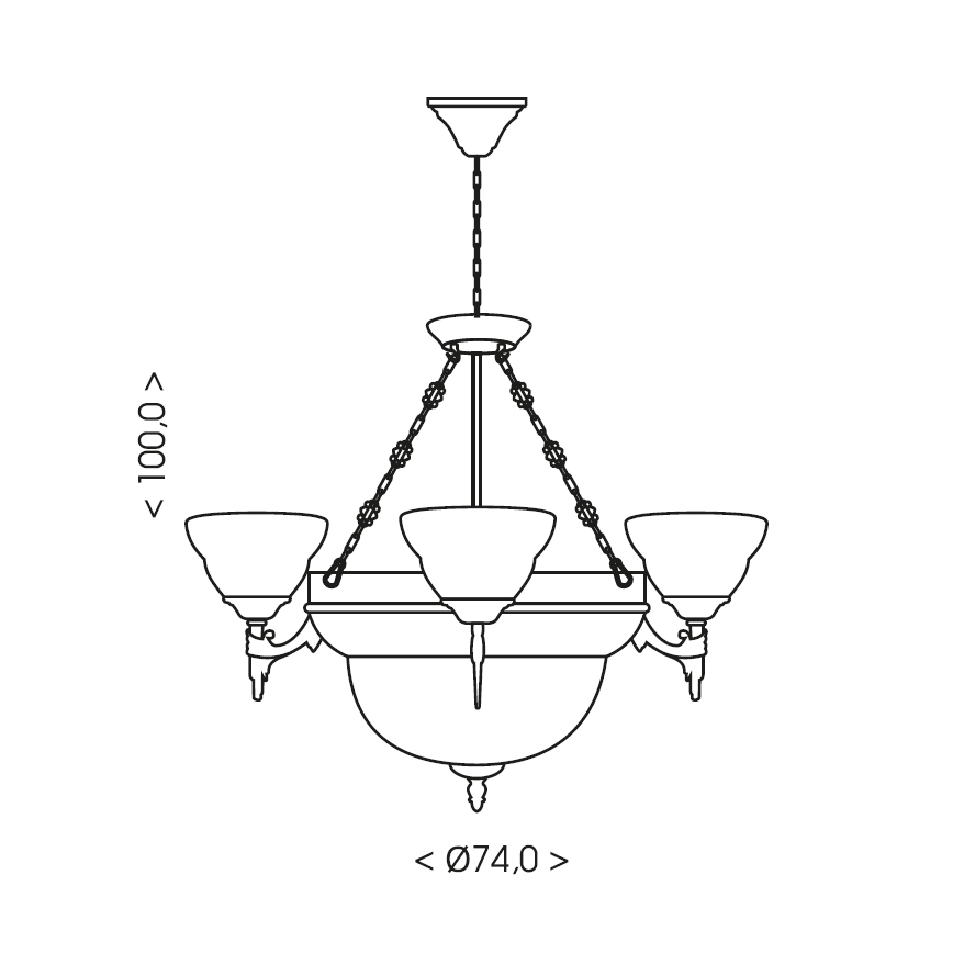 Brilagi - Lustra ar ķēdi DAHLIA 6xE27/40W/230V Ø 74 cm misiņš