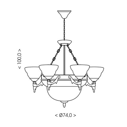 Brilagi - Lustra ar ķēdi DAHLIA 9xE27/40W/230V Ø 74 cm misiņš
