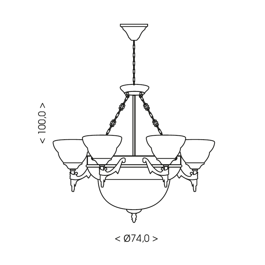 Brilagi - Lustra ar ķēdi DAHLIA 9xE27/40W/230V Ø 74 cm misiņš
