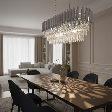 Brilagi - Lustra ar ķēdi ECLIPSE 10xE14/10W/230V 78x28 cm sudraba