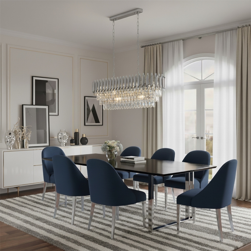 Brilagi - Lustra ar ķēdi ECLIPSE 10xE14/10W/230V 78x28 cm sudraba