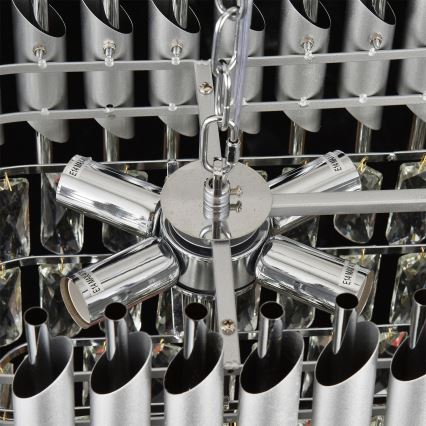 Brilagi - Lustra ar ķēdi ECLIPSE 10xE14/10W/230V 78x28 cm sudraba