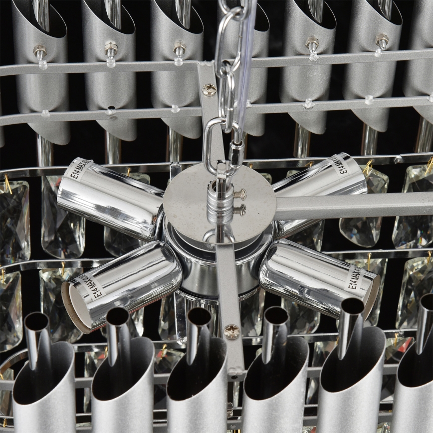 Brilagi - Lustra ar ķēdi ECLIPSE 10xE14/10W/230V 78x28 cm sudraba