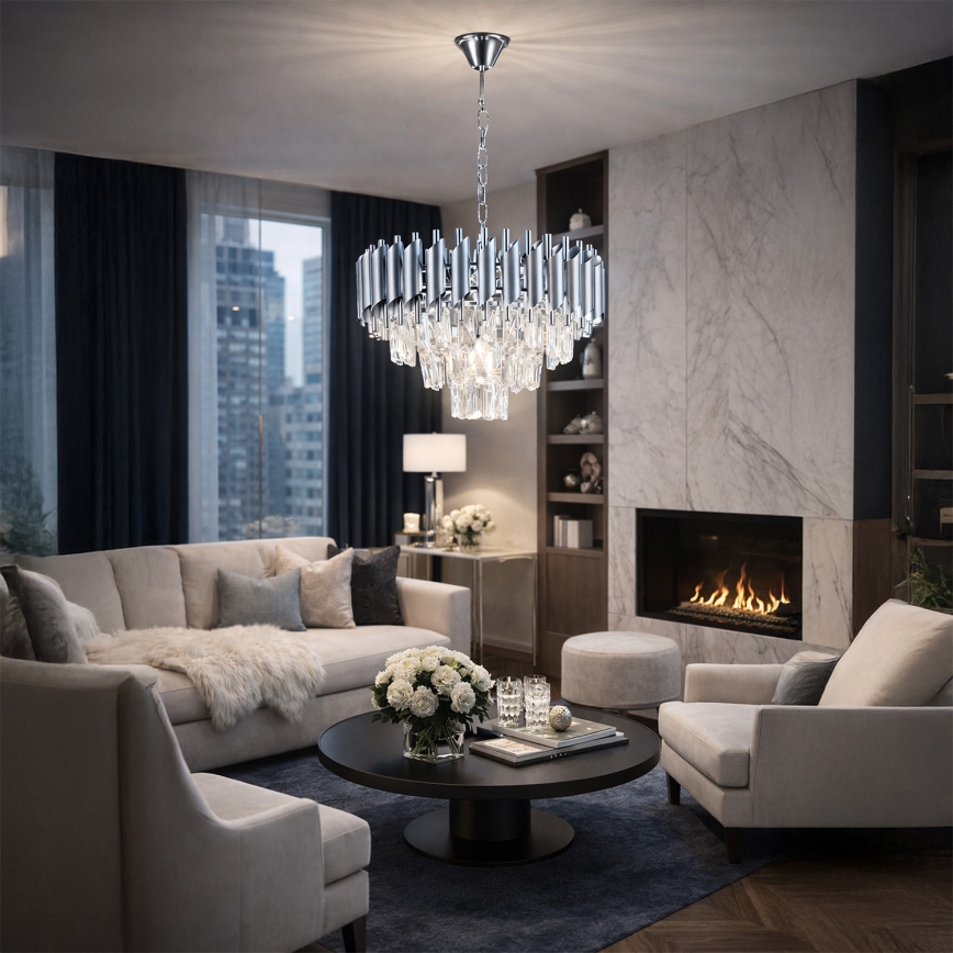 Brilagi - Lustra ar ķēdi ECLIPSE 5xE14/10W/230V Ø 38 cm sudraba