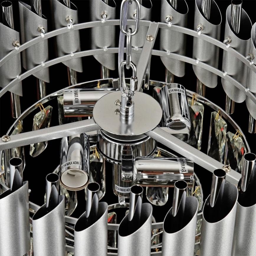 Brilagi - Lustra ar ķēdi ECLIPSE 5xE14/10W/230V Ø 38 cm sudraba