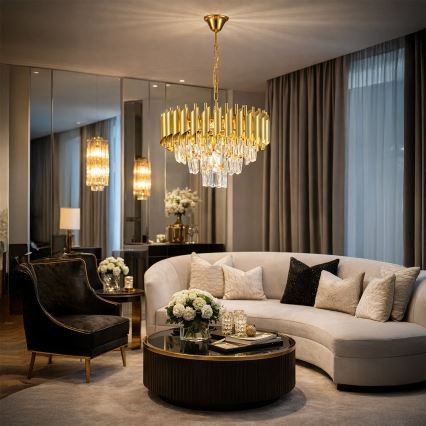 Brilagi - Lustra ar ķēdi ECLIPSE 5xE14/10W/230V Ø 38 cm zelta