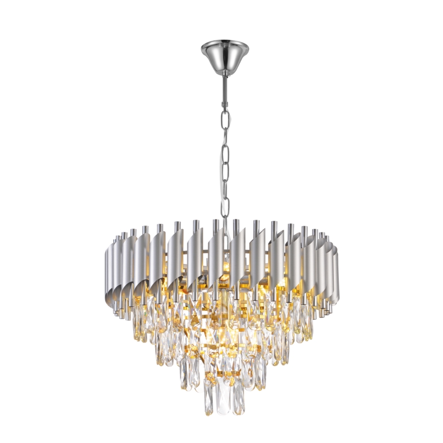 Brilagi - Lustra ar ķēdi ECLIPSE 7xE14/10W/230V Ø 48 cm sudraba