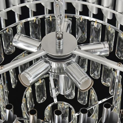 Brilagi - Lustra ar ķēdi ECLIPSE 7xE14/10W/230V Ø 48 cm sudraba