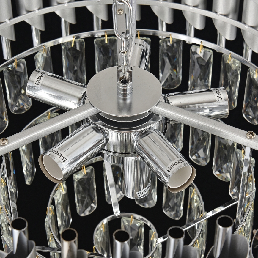 Brilagi - Lustra ar ķēdi ECLIPSE 7xE14/10W/230V Ø 48 cm sudraba