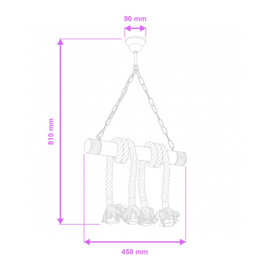 Brilagi - Lustra ar ķēdi KOS 4xE27/60W/230V dižskābardis