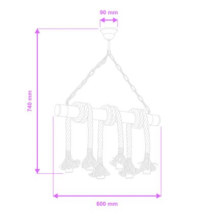Brilagi - Lustra ar ķēdi KOS 6xE27/60W/230V dižskābardis