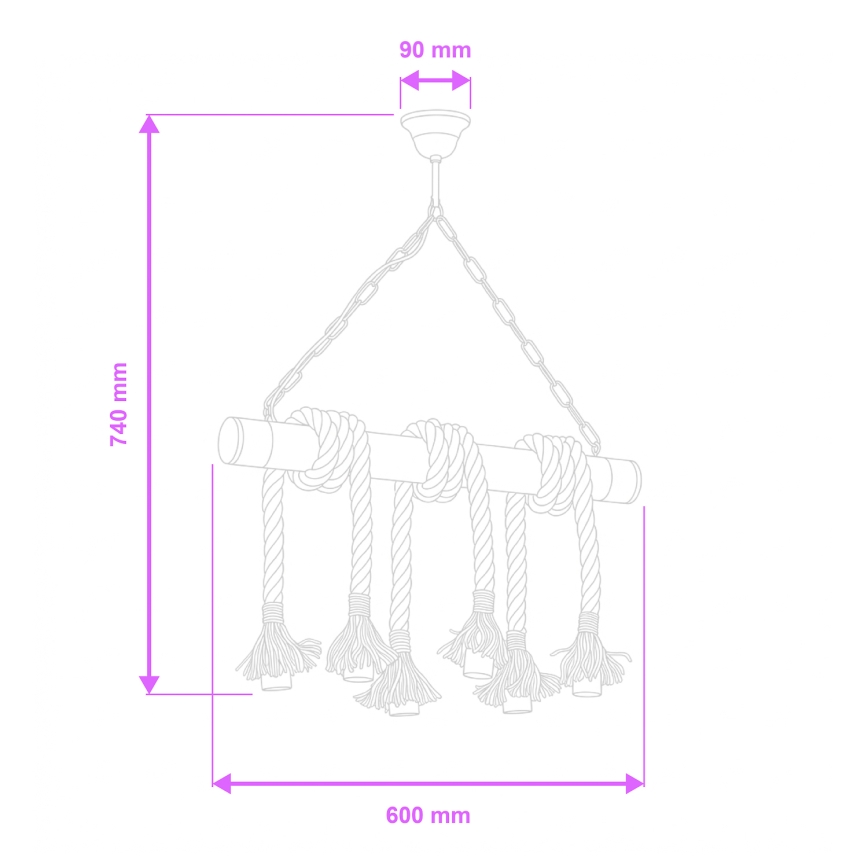 Brilagi - Lustra ar ķēdi KOS 6xE27/60W/230V dižskābardis