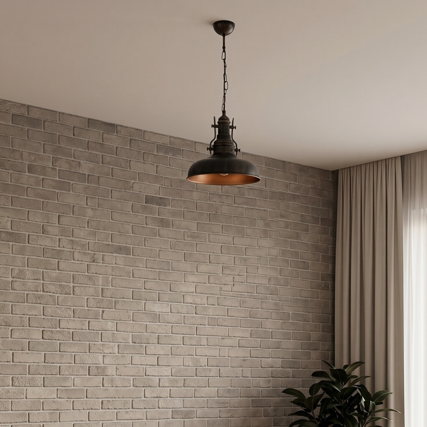 Brilagi - Lustra ar ķēdi PYRONIC 1xE27/40W/230V Ø 32 cm bronza/patina