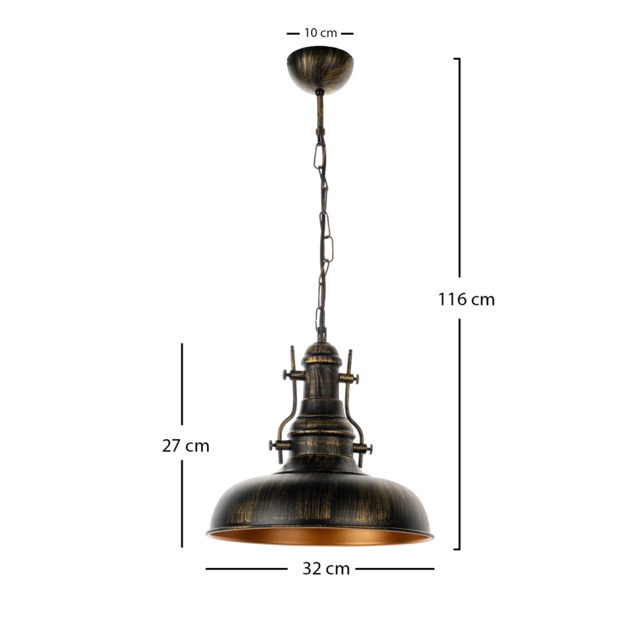Brilagi - Lustra ar ķēdi PYRONIC 1xE27/40W/230V Ø 32 cm bronza/patina