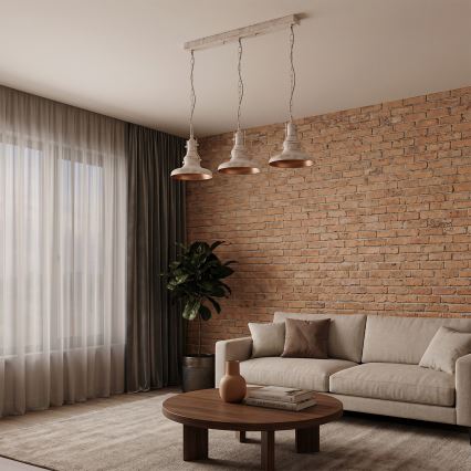Brilagi - Lustra ar ķēdi PYRONIC 3xE27/40W/230V krēmkrāsa/patina