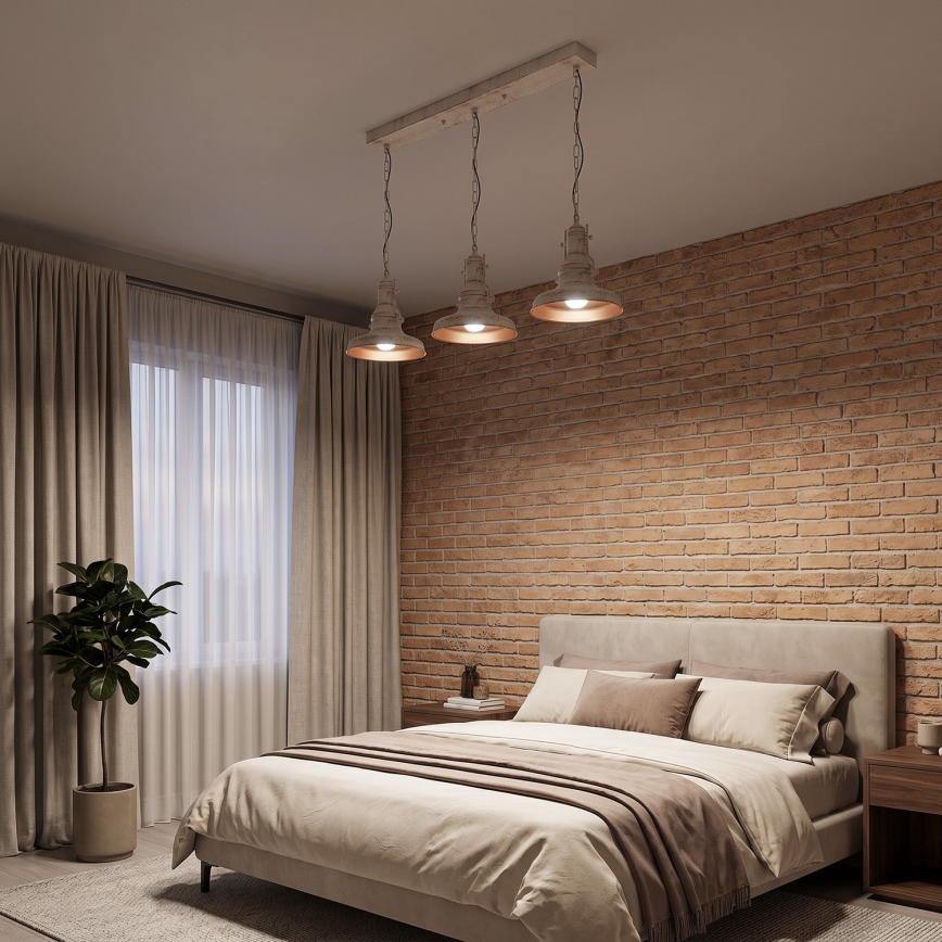 Brilagi - Lustra ar ķēdi PYRONIC 3xE27/40W/230V krēmkrāsa/patina