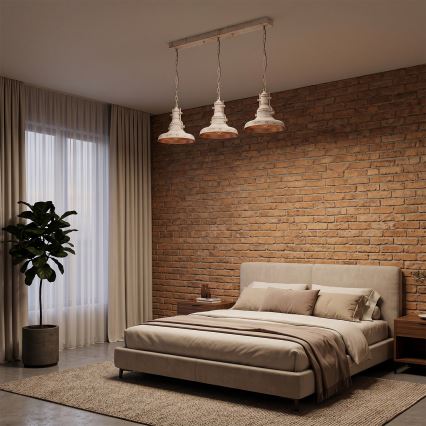 Brilagi - Lustra ar ķēdi PYRONIC 3xE27/40W/230V krēmkrāsa/patina