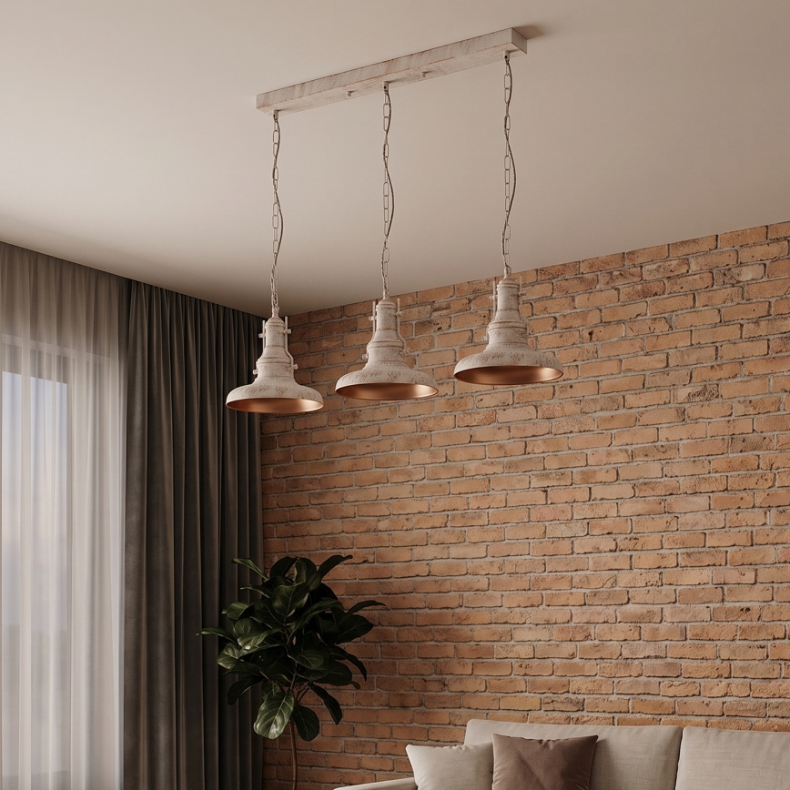 Brilagi - Lustra ar ķēdi PYRONIC 3xE27/40W/230V krēmkrāsa/patina