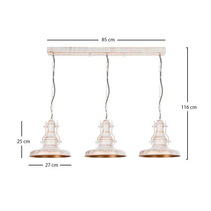Brilagi - Lustra ar ķēdi PYRONIC 3xE27/40W/230V krēmkrāsa/patina