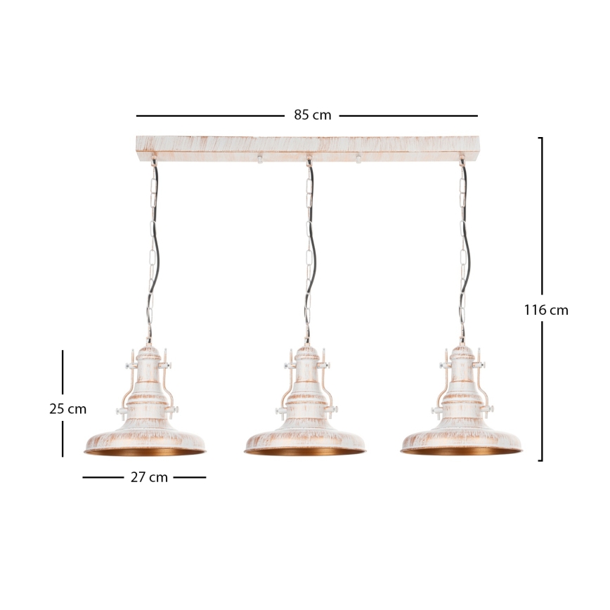 Brilagi - Lustra ar ķēdi PYRONIC 3xE27/40W/230V krēmkrāsa/patina