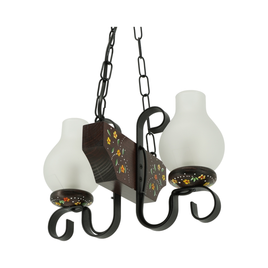 Brilagi - Lustra ar ķēdi QUEEN 2xE14/40W/230V buk/wenge