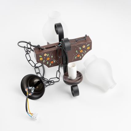 Brilagi - Lustra ar ķēdi QUEEN 2xE14/40W/230V buk/wenge