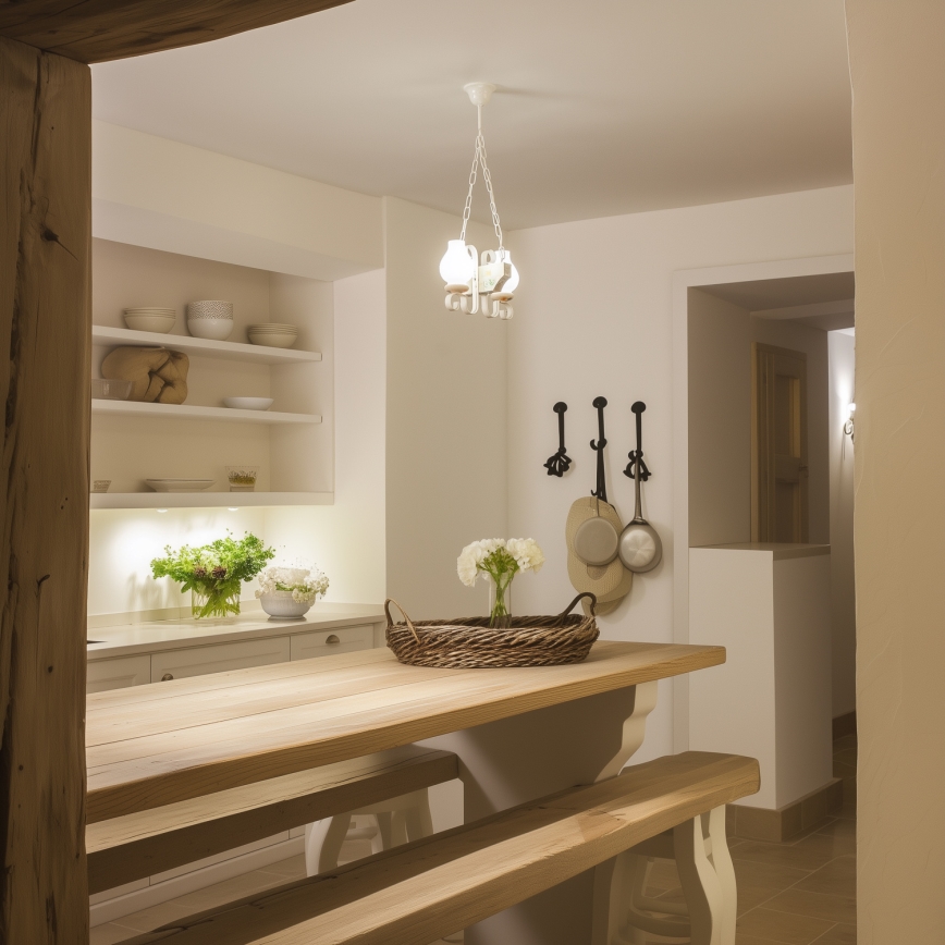 Brilagi - Lustra ar ķēdi QUEEN 2xE14/40W/230V dižskābardis/krēmkrāsa