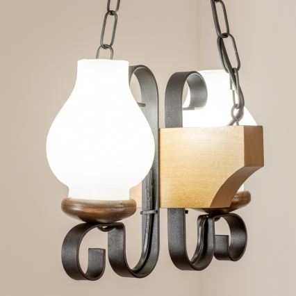 Brilagi - Lustra ar ķēdi QUEEN 2xE14/40W/230V dižskābardis/rieksts