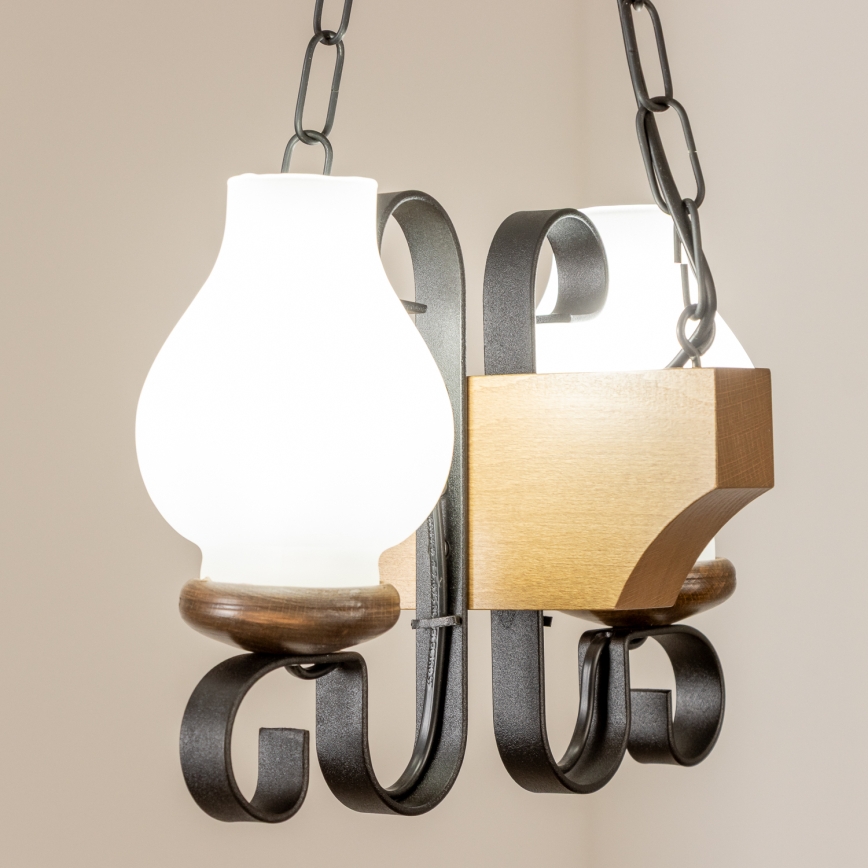 Brilagi - Lustra ar ķēdi QUEEN 2xE14/40W/230V dižskābardis/rieksts