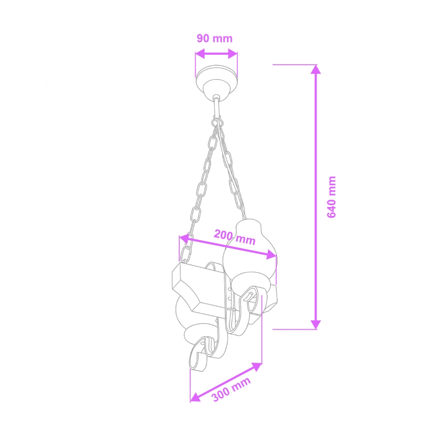 Brilagi - Lustra ar ķēdi QUEEN 2xE14/40W/230V dižskābardis/rieksts