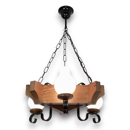 Brilagi - Lustra ar ķēdi QUEEN 3xE14/40W/230V dižskābardis/rieksts