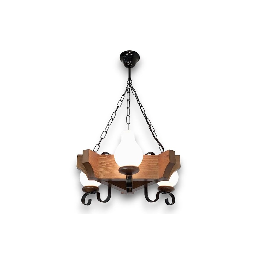 Brilagi - Lustra ar ķēdi QUEEN 3xE14/40W/230V dižskābardis/rieksts