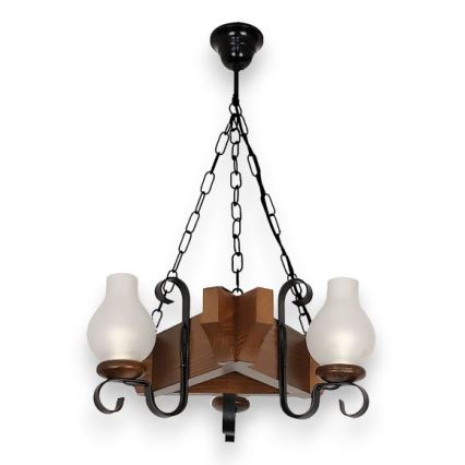 Brilagi - Lustra ar ķēdi QUEEN 3xE14/40W/230V dižskābardis/rieksts