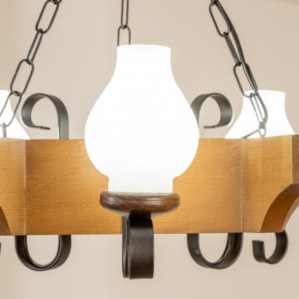 Brilagi - Lustra ar ķēdi QUEEN 3xE14/40W/230V dižskābardis/rieksts