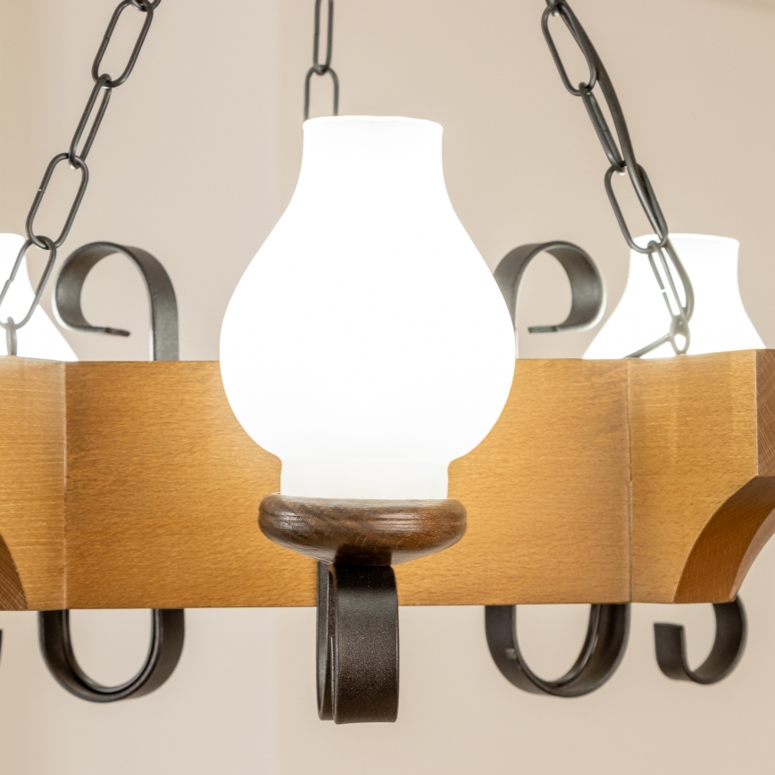 Brilagi - Lustra ar ķēdi QUEEN 3xE14/40W/230V dižskābardis/rieksts