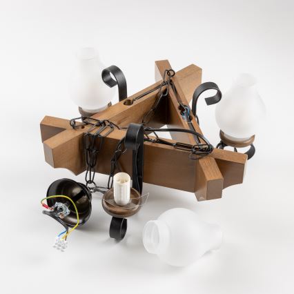 Brilagi - Lustra ar ķēdi QUEEN 3xE14/40W/230V dižskābardis/rieksts