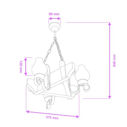 Brilagi - Lustra ar ķēdi QUEEN 3xE14/40W/230V dižskābardis/rieksts