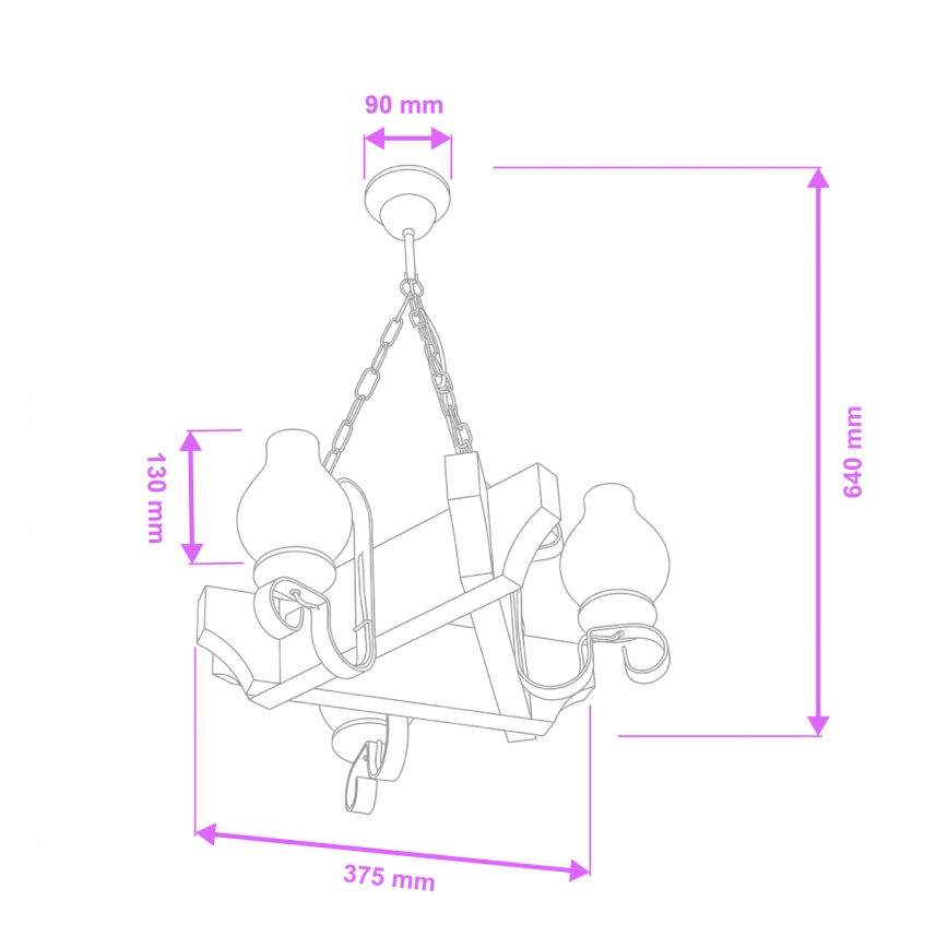 Brilagi - Lustra ar ķēdi QUEEN 3xE14/40W/230V dižskābardis/rieksts