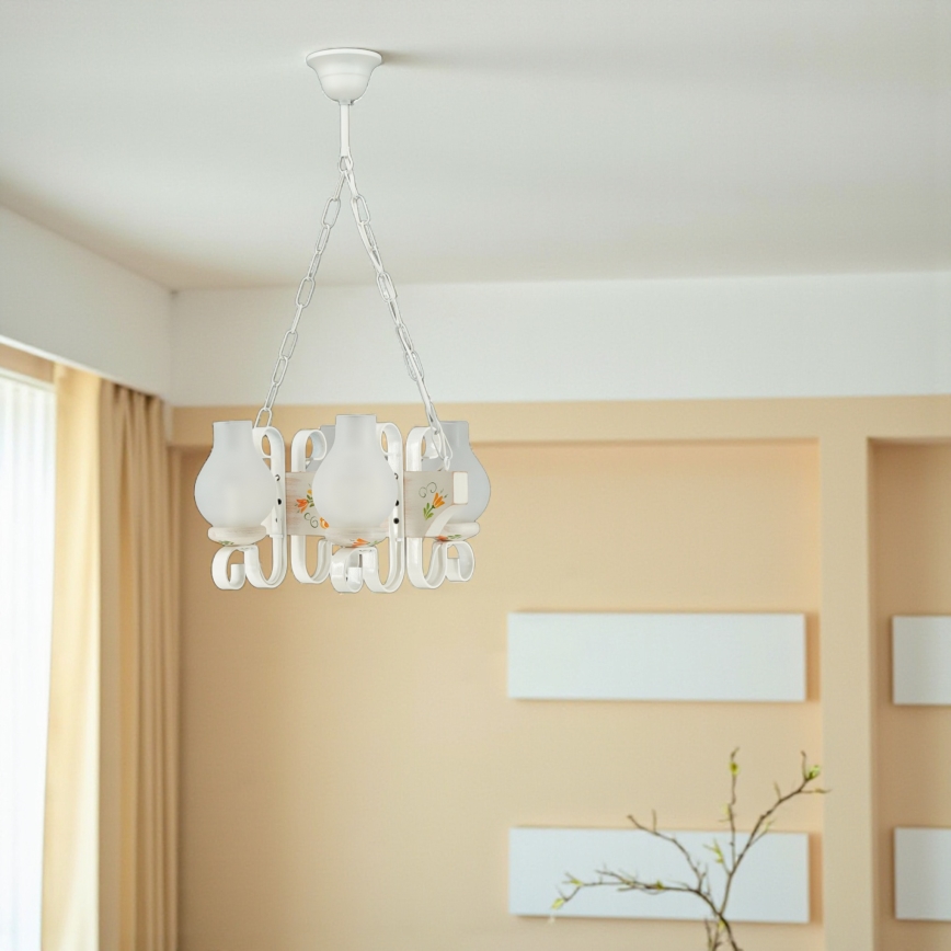 Brilagi - Lustra ar ķēdi QUEEN 4xE14/40W/230V buks/krēmkrāsa