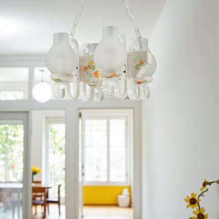 Brilagi - Lustra ar ķēdi QUEEN 4xE14/40W/230V buks/krēmkrāsa