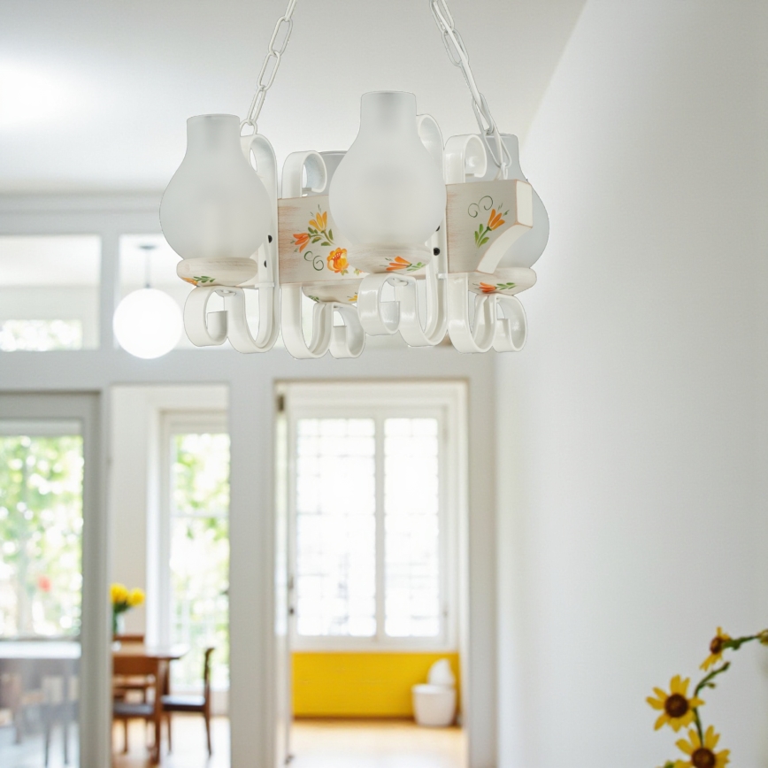 Brilagi - Lustra ar ķēdi QUEEN 4xE14/40W/230V buks/krēmkrāsa