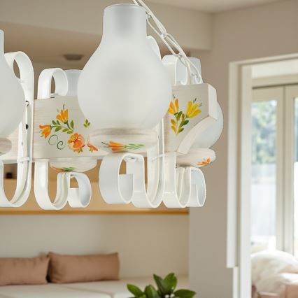 Brilagi - Lustra ar ķēdi QUEEN 4xE14/40W/230V buks/krēmkrāsa